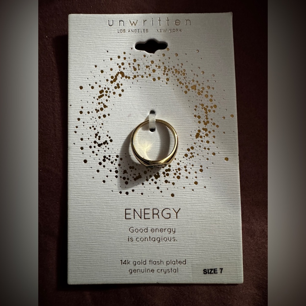 Unwritten ENERGY 14k Gold Flash Plated Genuine Crystal Sz 7- Macys $35